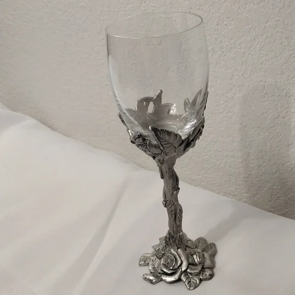 pewter flower crystal glass - Picture 2 of 10
